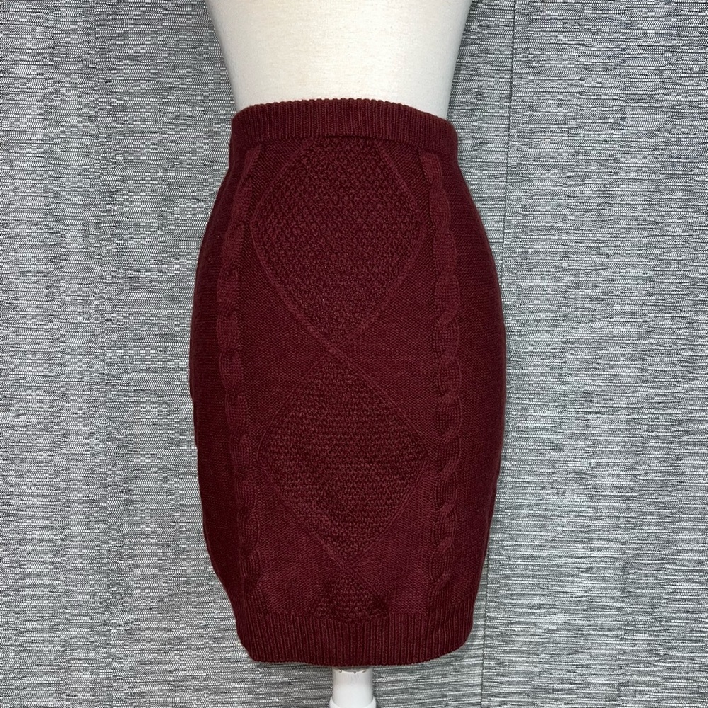 New Without Tag Midnight Doll Knitted Maroon High Waisted Pencil Skirt XSmall